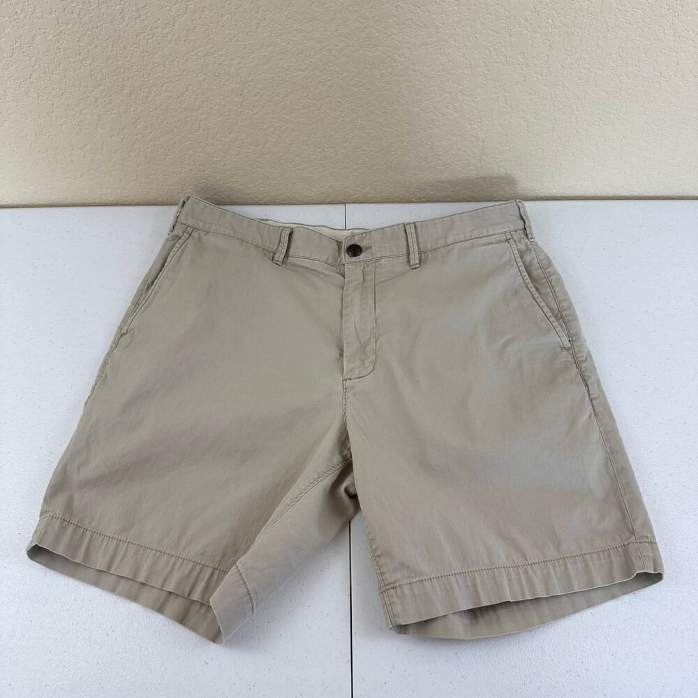 Faherty All Day Shorts Mens 33 Khaki Flat Front Chino Casual Beach Golf